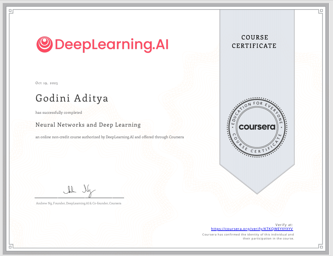 Deep Learning Certificate