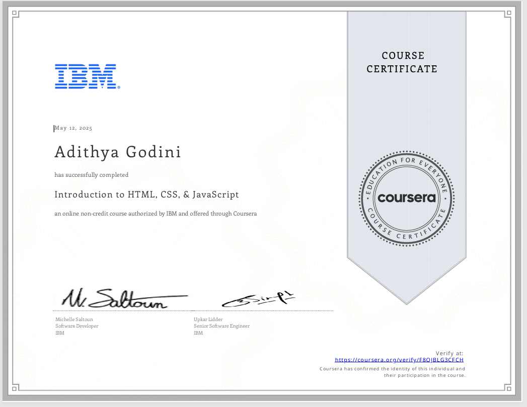 IBM Frontend Certificate