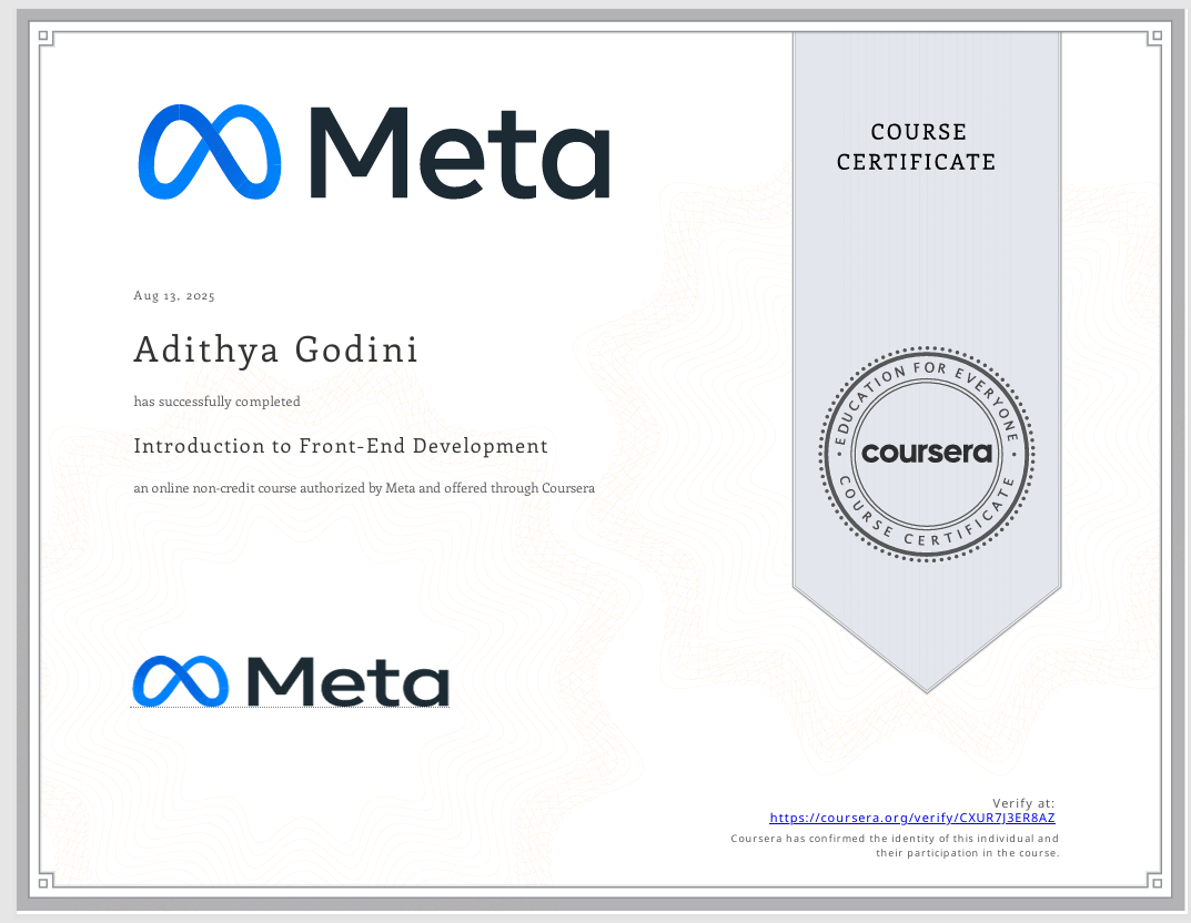 Meta Frontend Certificate